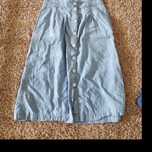 Madewell Size 6 Vintage Denim Midi Button Up Skirt